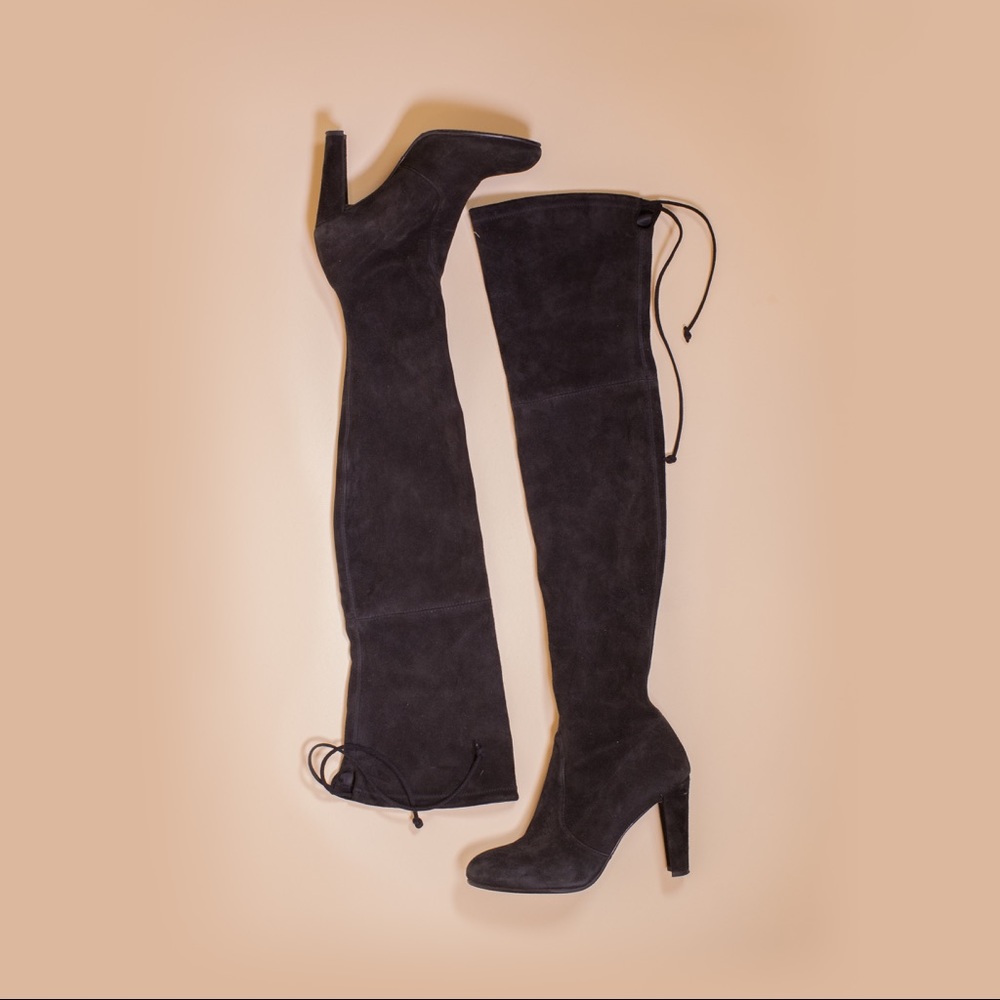 Stuart Weitzman Black Highland Suede Boot